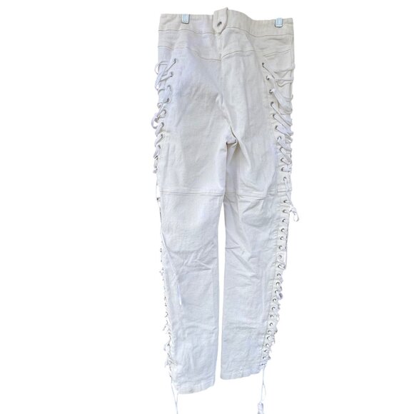 I.AM.GIA Holly Pant Lace Up Side Grommet Detail Cotton Stretch White Medium - Picture 13 of 15
